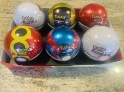 Pokemon TGC Pokeball Tins Set of 6 with Display Box With Destined Rivals - Image 1