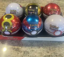 Pokemon TGC Pokeball Tins Set of 6 with Display Box With Destined Rivals - Image 2