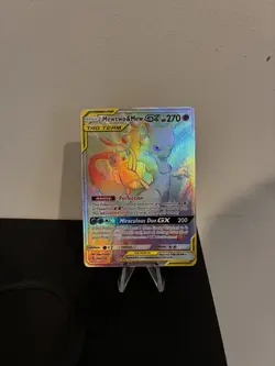 Pokemon - Unified Minds - Mewtwo & Mew Tag Team GX - Rainbow Secret Rare - Image 1