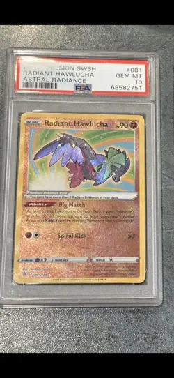 Pokemon PSA 10 Gem Mint Radiant Hawlucha 081/189 - SWSH Astral Radiance - Image 1