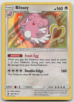 Blissey 102/145 Guardians Rising Pokemon Holo LP Holo Rare - Image 1