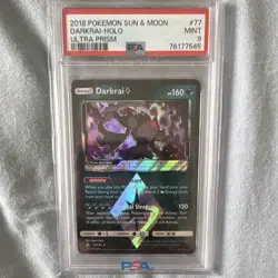 Pokemon TCG Darkrai Prism Star 77/156 SM Ultra Prism Holo PSA 9 English - Image 1