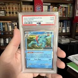 2024 Pokemon SVP EN TEF Pre-release Staff #089 Feraligatr PSA 9 MINT - Image 1