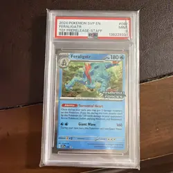 2024 Pokemon SVP EN TEF Pre-release Staff #089 Feraligatr PSA 9 MINT - Image 2
