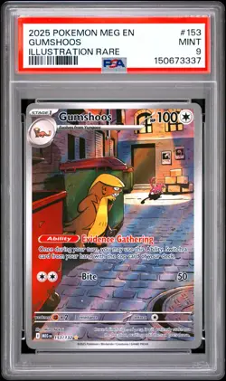 2025 POKEMON MEG EN-MEGA EVOLUTION ILLUSTRATION RARE #153 GUMSHOOS PSA 9 - Image 1