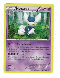 Meowstic 43/106 Flashfire Cracked Ice Holo Rare Near Mint Pokemon DNA GAMES - Image 1