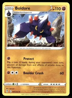 2021 Evolving Skies Set Pokemon Card 087 Boldore NM - Image 1