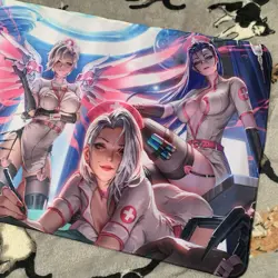 Overwatch D.va mercy Kiriko Rubber Playmat Play Mat Tcg Trading Card Game Mouse - Image 3