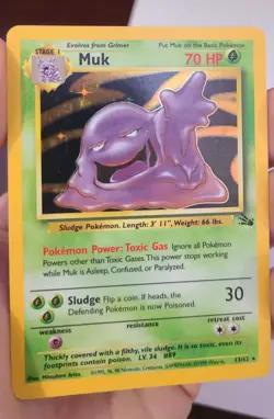 Muk Holo Rare 13/62 Fossil Pokemon Card LP - Image 3