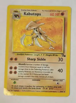 Kabutops Holo 9/62 Fossil Set Pokemon Card HP - Image 2