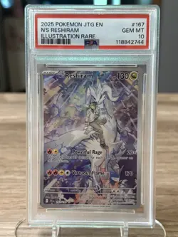 2025 POKEMON JTG EN-JOURNEY TOGETHER ILLUSTRATION RARE #167 N'S RESHIRAM PSA 10 - Image 1
