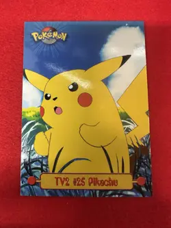 Pokemon Card Topps TV Animation Pikachu #25 TV2 Non Holo Blue Logo - Image 1