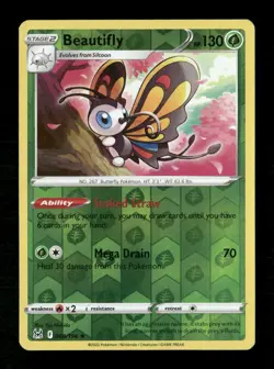 Beautifly Reverse Holo Holo Rare SWSH11: Lost Origin 008/196 NM Pokemon LP - Image 1