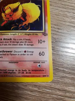 Flareon 3/64 Holo Rare WoTC Jungle Pokemon 1999 Wizards Of The Coast TCG - Image 4