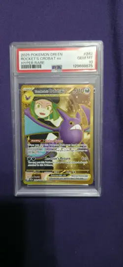 2025 POKEMON DRI EN-DESTINED RIVALS HYPER RARE TEAM ROCKET'S CROBAT EX PSA 10 - Image 1