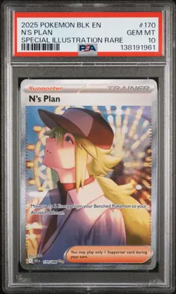 2025 POKEMON BLK EN-BLACK BOLT SPECIAL ILLUSTRATION RARE #170 N'S PLAN PSA 10 - Image 1