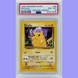 Pokemon Base Set Pikachu E3 Stamp Yellow Cheeks 58/102 PSA 8 NM/Mint - Image 1