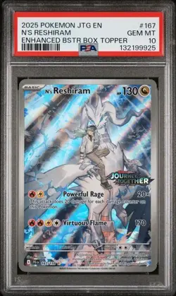 2025 N's Reshiram PSA 10 167/159 Pokemon Journey Together JTG Stamped Box Topper - Image 1