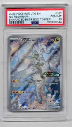 2025 POKEMON JTG EN-JOURNEY TOGETHER #167 N'S RESHIRAM PSA 10 - Image 3