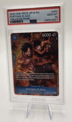 PSA GEM MINT 10 One Piece Op 10 Portgas D Ace Treasure Rare OP08-052 - Image 2