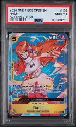 2024 ONE PIECE OP08-TWO LEGENDS ALTERNATE ART #106 NAMI PSA 10 - Image 1