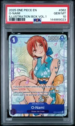 2025 ONE PIECE PROMOS ILLUSTRATION BOX VOL.1 #062 O-NAMI PSA 10 - Image 1