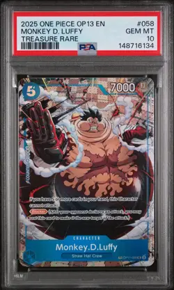 2025 ONE PIECE MONKEY D. LUFFY OP13-CARRYING ON HIS WILL TREASURE RARE TR PSA 10 - Image 1