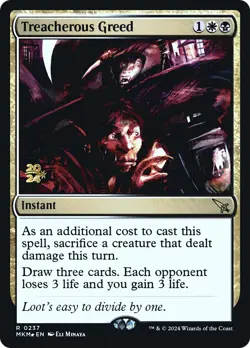MTG Treacherous Greed [Murders at Karlov Manor Prerelease Promos] Foil Near Mint - Image 1