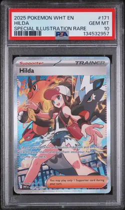 2025 POKEMON WHT EN-WHITE FLARE SPECIAL ILLUSTRATION RARE #171 HILDA PSA 10 - Image 1