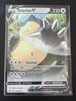 Pokemon Snorlax V 141/202 Swsh01 Sword & Shield Ultra Rare Holo Basic HP 220 - Image 1