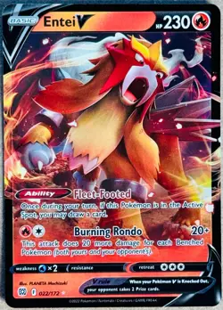 2022 POKEMON TCG BRILLIANT STARS ENTEI V ULTRA RARE HOLO 022/172 NM+ - Image 1