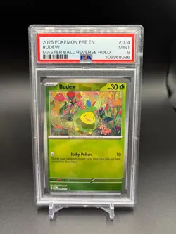 2025 POKEMON PRE EN-PRISMATIC EVOLUTIONS MASTER BALL REVERSE HOLO BUDEW PSA 9 - Image 1