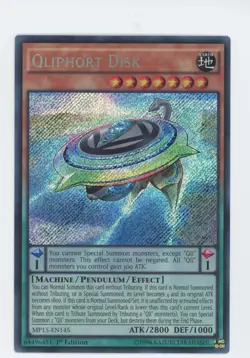 Yugioh Qliphort Disk MP15-EN145 Secret Rare 1st LP - Image 1