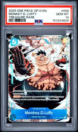One Piece Monkey D Luffy Treasure Rare OP13 OP11-058 PSA 10 Gem Mint - Image 1