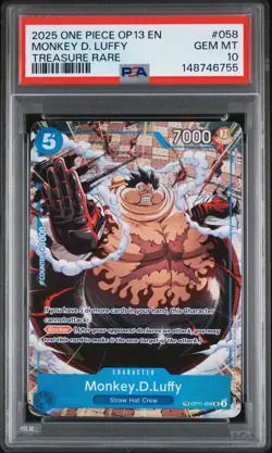 2025 ONE PIECE OP13-CARRYING ON HIS WILL TREASURE RARE MONKEY D. LUFFY PSA 10 - Image 1