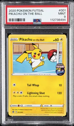 2020 POKEMON FUTSAL #001 PIKACHU ON THE BALL PSA 9 - Image 1