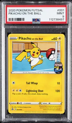 2020 POKEMON FUTSAL #001 PIKACHU ON THE BALL PSA 9 - Image 1