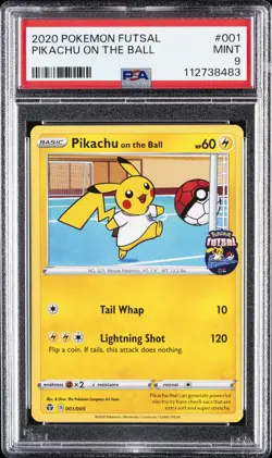 2020 POKEMON FUTSAL #001 PIKACHU ON THE BALL PSA 9 - Image 1
