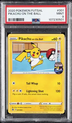 2020 POKEMON FUTSAL #001 PIKACHU ON THE BALL PSA 9 - Image 1