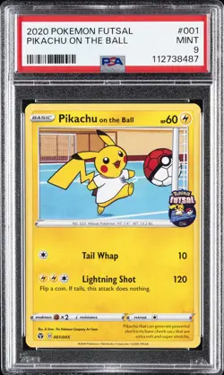 2020 POKEMON FUTSAL #001 PIKACHU ON THE BALL PSA 9 - Image 1