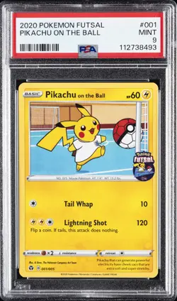 2020 POKEMON FUTSAL #001 PIKACHU ON THE BALL PSA 9 - Image 1
