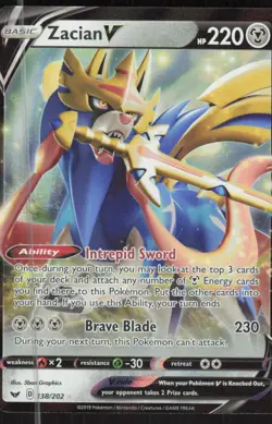 Pokemon TCG SWSH01: Sword & Shield Base Set #138/202 Zacian V NM - Image 1