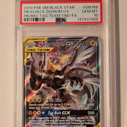 The Pokemon Company 2019 Pikachu & Zekrom GX SM168 TAG TEAM Promo Holo PSA 10 - Image 1