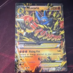 Pokemon M Lucario EX Ultra Rare Full Art Holo Mega 55/111 XY 220 HP - Image 1