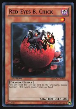 Red-Eyes B. Chick - SDDC-EN007 - Common - 1st Edition - Yugioh - Image 1
