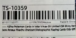 Pokemon 92 Card Vstar Vmax GX CSR Shiny Rainbow Holo Box Pikachu Charizard - Image 2