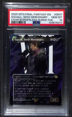 MTG Squall, SeeD Mercenary Borderless Surge Foil PSA 10 - Image 1