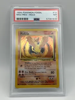 1999 Pokemon Fossil Moltres Holo #12 PSA 7 NM WOTC Vintage Holo Rare - Image 1