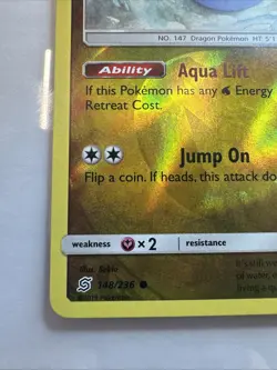 Reverse Holofoil Dratini (148) 148/236 Pokemon Common SM - Unified Minds Card NM - Image 4