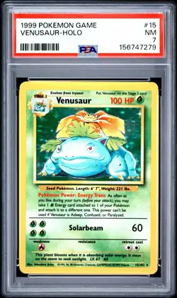 1999 Pokemon Base Set Unlimited Venusaur Holo 15/102 #15 PSA 7 - Image 1